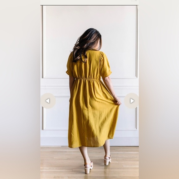 The Korner Empire Dress in Black Linen/Tencel blend Boho Lagenlook Cottagecore,M - Picture 13 of 14